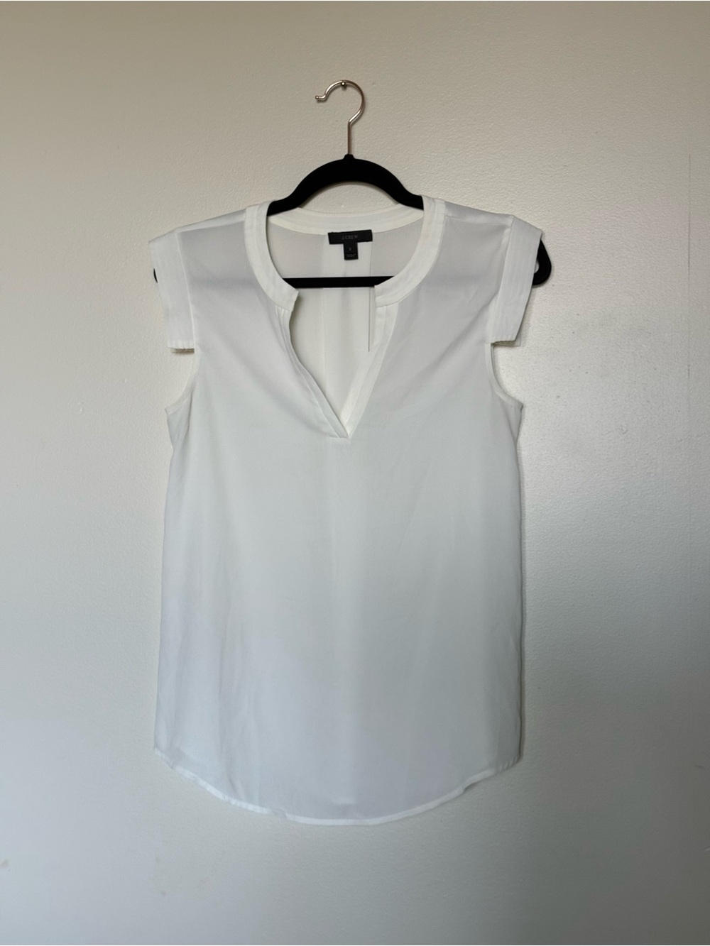 White Sleeveless V-Neck Blouse -J. Crew